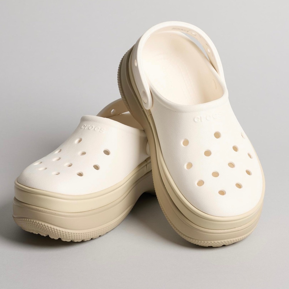 Crocs Classic Stacked Clogs, Chalk (US W's 7) - Picture 2 of 8